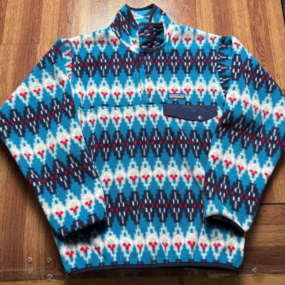 Patagonia Men's Synchilla Snap Fleece Forest Aztec Tribal Sweatshirt XS